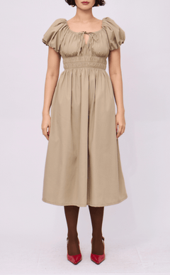 AMELIE DRESS - TAUPE POPLIN