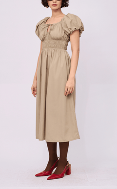 AMELIE DRESS - TAUPE POPLIN