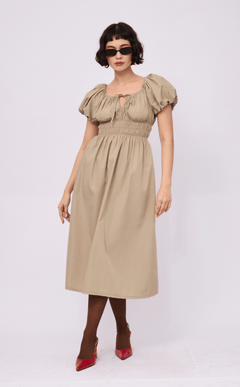 AMELIE DRESS - TAUPE POPLIN