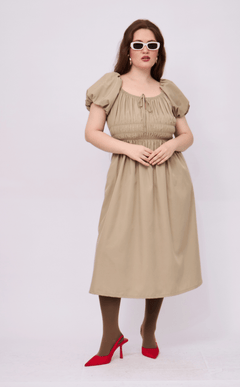 AMELIE DRESS - TAUPE POPLIN