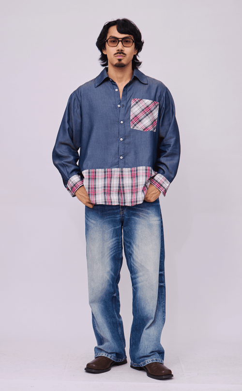 ANDRES SHIRT - COMBI DENIM ROSAS