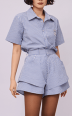 AZUL SHORTS - BLUE STRIPES GINGHAM