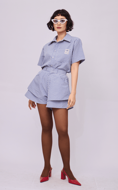 AZUL SHORTS - BLUE STRIPES GINGHAM