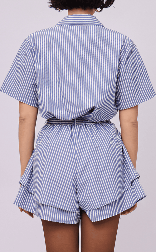 AZUL SHORTS - BLUE STRIPES GINGHAM