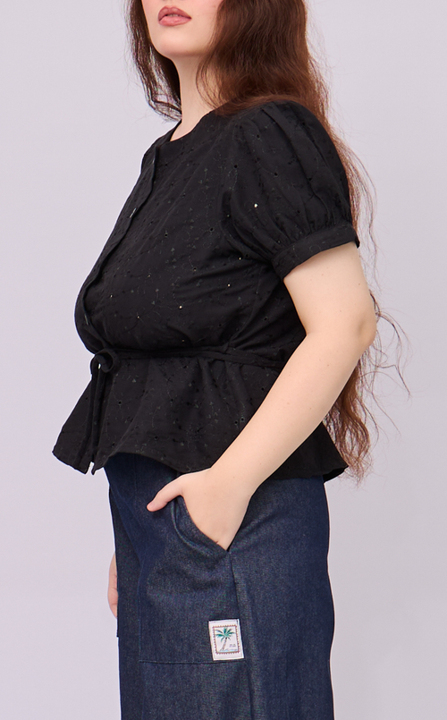 CELINE TOP - BLACK EYELET