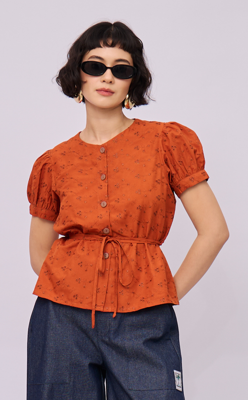 CELINE TOP - PUMPKIN EYELET