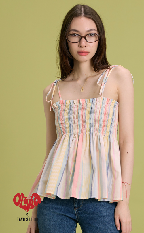 OLI TOP - PASTEL MULTICOLOR STRIPES