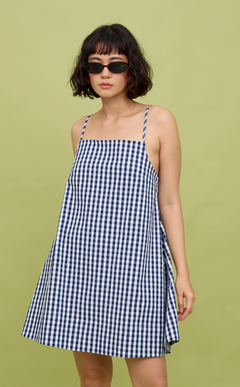 BORA DRESS - NAVY BLUE GINGHAM