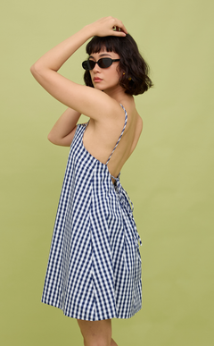 BORA DRESS - NAVY BLUE GINGHAM