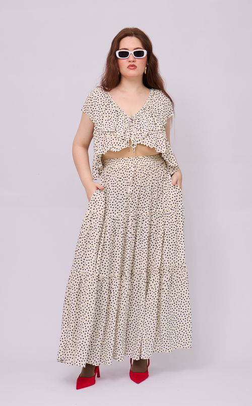 BLAIR CAPELET - WHITE MICRO POLKA