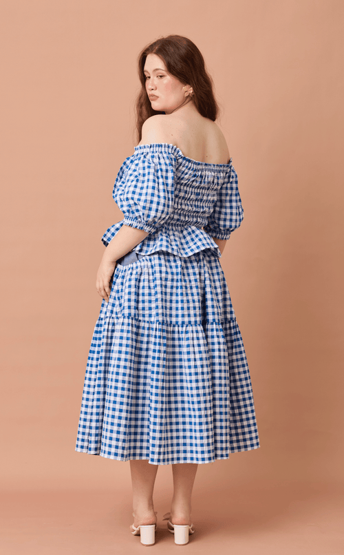 CARIÑOSA SKIRT - BLUE GINGHAM