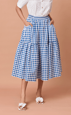 CARIÑOSA SKIRT - BLUE GINGHAM