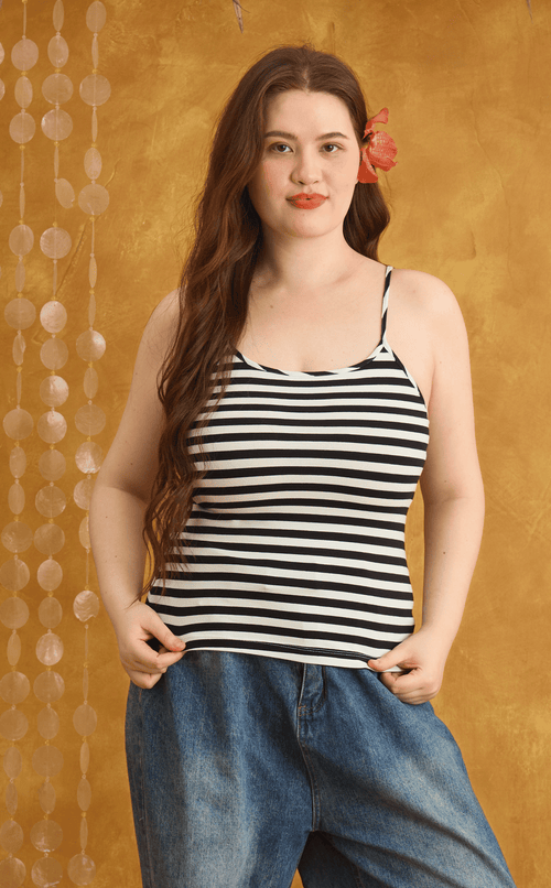 CASSIE TOP - WHITE STRIPES