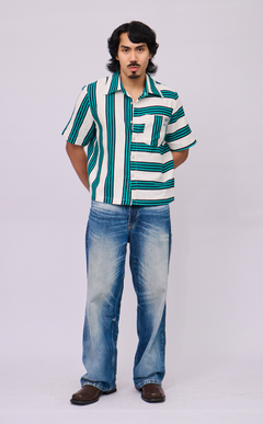 SULTAN SHIRT - TEAL STRIPES LINEN
