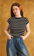 CHESCA TOP - BLACK STRIPES