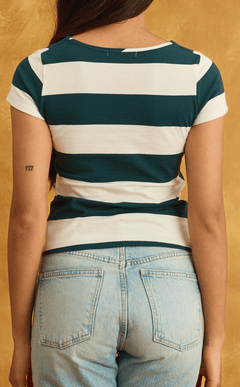 CHESCA TOP - TEAL STRIPES