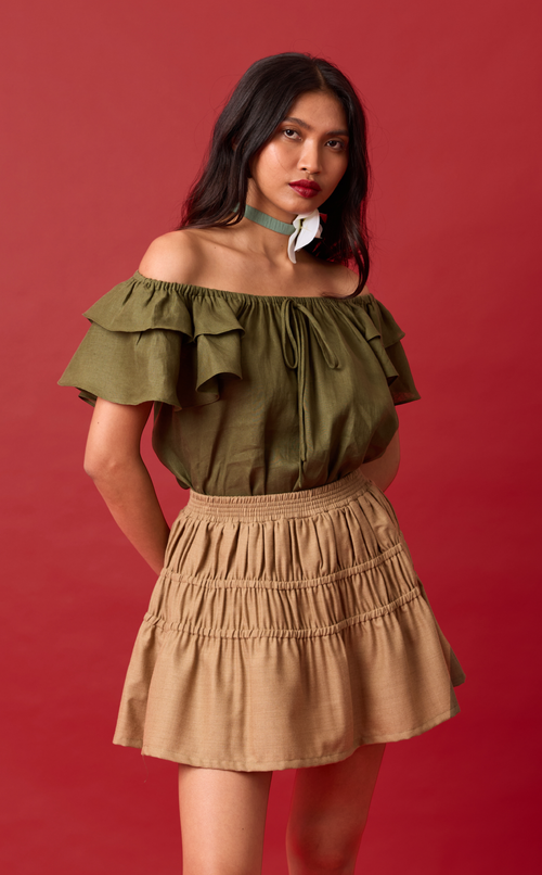 COSETTE SKORT - BROWN WOOL