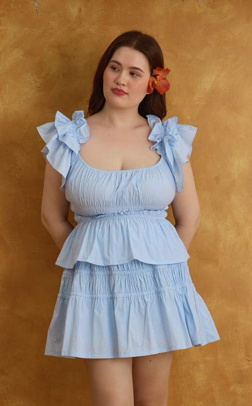 COSETTE SKORT - LIGHT BLUE GRID