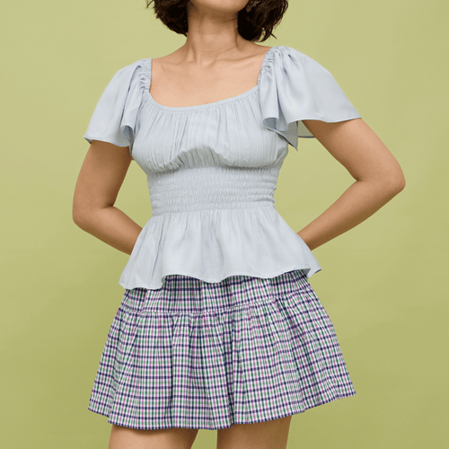 STACY SKORT - PURPLE GREEN MICROPLAID