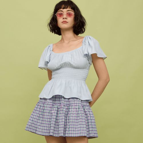 STACY SKORT - PURPLE GREEN MICROPLAID
