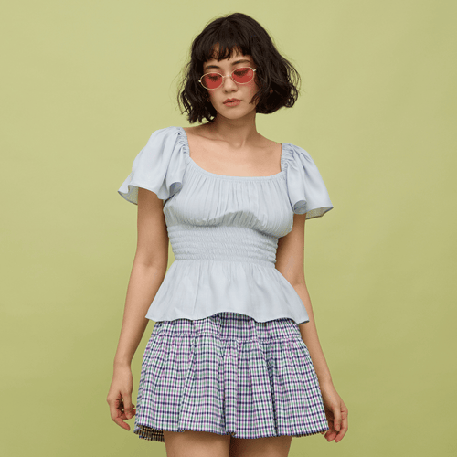 STACY SKORT - PURPLE GREEN MICROPLAID