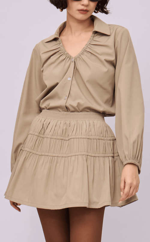 COSETTE SKORT - TAUPE POPLIN