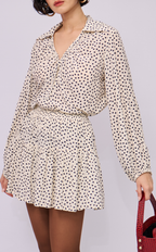 ELISSE TOP - WHITE MICRO POLKA