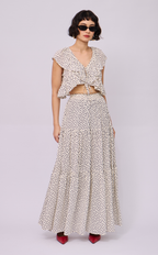 HELENA SKIRT - WHITE MICRO POLKA