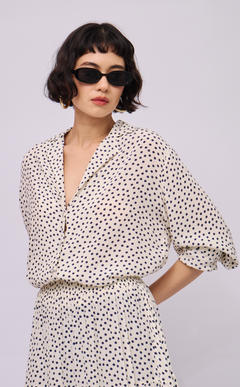 LENA TOP - WHITE MICRO POLKA