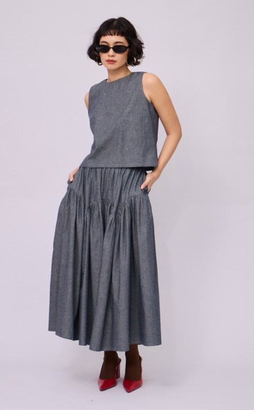 LIGAYA SET - GRAY DENIM CHAMBRAY