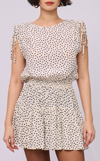 NALA TOP - WHITE MICRO POLKA