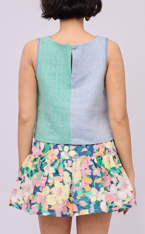 MARTY TOP - BLUE AND GREEN CHEVRON (RETASO)