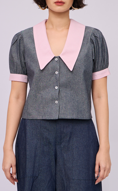 DANI TOP - GRAY DENIM CHAMBRAY