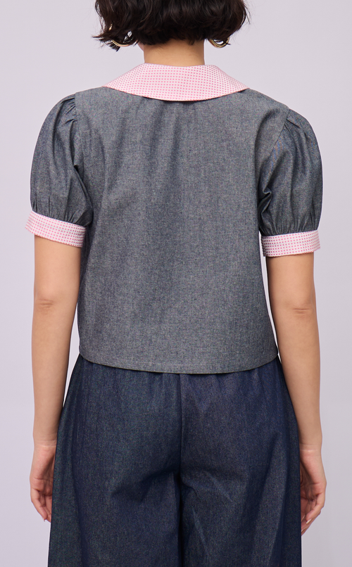DANI TOP - GRAY DENIM CHAMBRAY