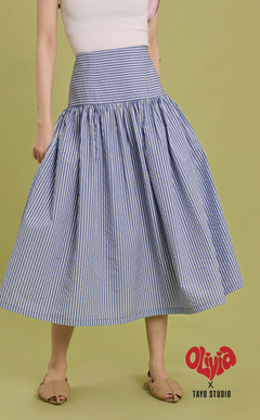MARIA SKIRT - BLUE SEERSUCKER