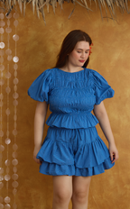 ELENA TOP - BLUE GRID