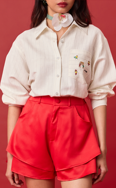 ESCOLTA TOP - WHITE CHALK STRIPES w/BAYANIHAN EMBRO