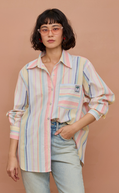 ESCOLTA TOP - PASTEL MULTICOLOR STRIPES w/ EMBLEM