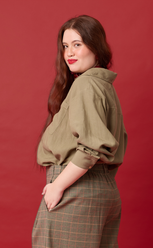 ESTRELLA TOP - OLIVE BANANA LINEN