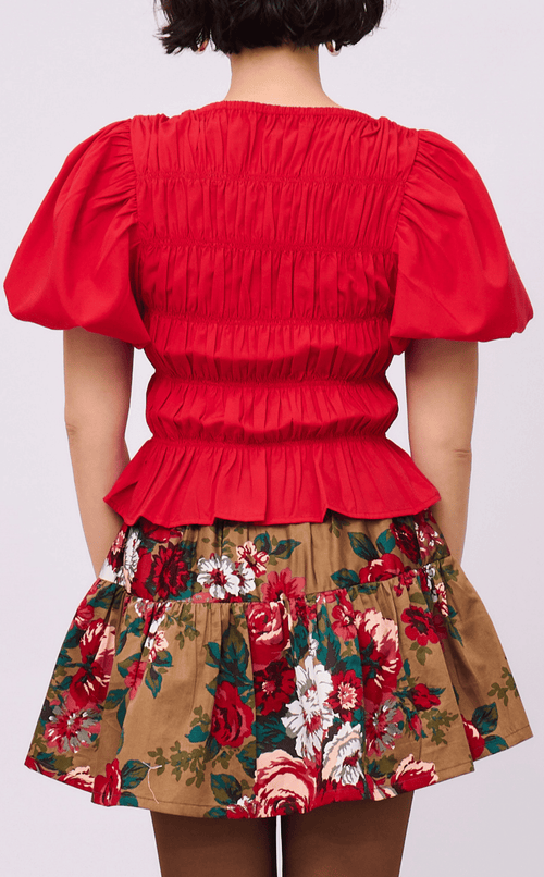 ELENA TOP - RED POPLIN