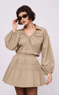 ELISSE TOP - TAUPE POPLIN