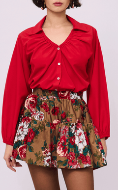 ELISSE TOP - RED POPLIN