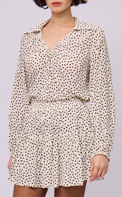ELISSE TOP - WHITE MICRO POLKA