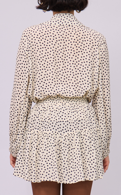 ELISSE TOP - WHITE MICRO POLKA