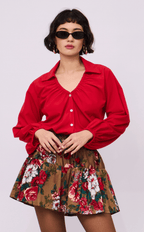 ELISSE TOP - RED POPLIN