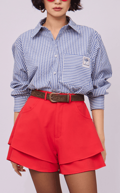 ESCOLTA TOP - BLUE STRIPES SEERSUCKER