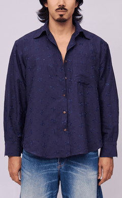 ESCOLTA TOP - NAVY BLUE EYELET