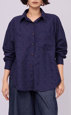 ESCOLTA TOP - NAVY BLUE EYELET