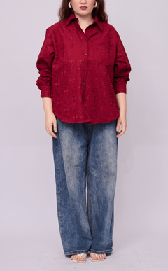 ESCOLTA TOP - MERLOT EYELET