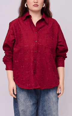 ESCOLTA TOP - MERLOT EYELET